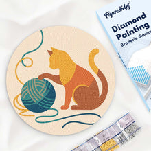 Carica l'immagine nel visualizzatore di Gallery, Diamond Painting su Disco di Legno - Gatto e gomitolo