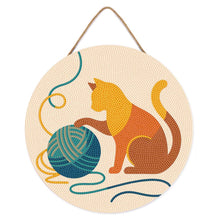 Carica l'immagine nel visualizzatore di Gallery, Diamond Painting su Disco di Legno - Gatto e gomitolo