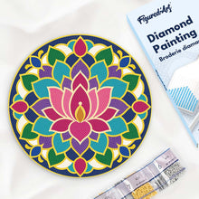 Carica l'immagine nel visualizzatore di Gallery, Diamond Painting su Disco di Legno - Mandala del loto