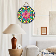 Carica l'immagine nel visualizzatore di Gallery, Diamond Painting su Disco di Legno - Mandala del loto