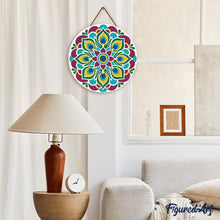 Carica l'immagine nel visualizzatore di Gallery, Diamond Painting su Disco di Legno - Mandala occhio di pavone