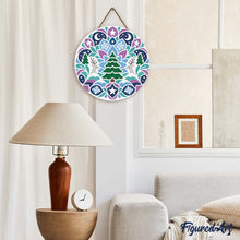 Carica l'immagine nel visualizzatore di Gallery, Diamond Painting su Disco di Legno - Mandala natalizio