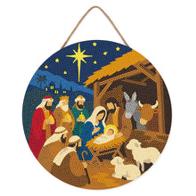 Carica l'immagine nel visualizzatore di Gallery, Diamond Painting su Disco di Legno - Presepe di Natale