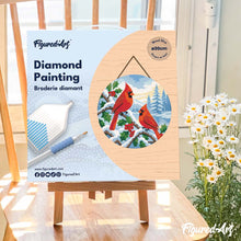 Carica l'immagine nel visualizzatore di Gallery, Diamond Painting su Disco di Legno - Cardinali invernali