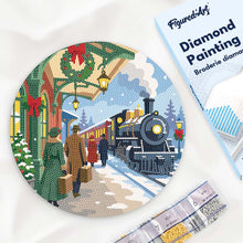 Carica l'immagine nel visualizzatore di Gallery, Diamond Painting su Disco di Legno - Fuga sul treno natalizio