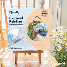 Carica l'immagine nel visualizzatore di Gallery, Diamond Painting su Disco di Legno - Fuga sul treno natalizio