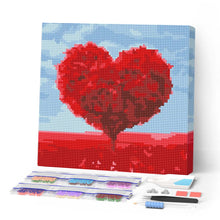 Carica l'immagine nel visualizzatore di Gallery, Mini Diamond Painting 25x25cm Heart Red Tree