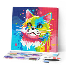 Carica l'immagine nel visualizzatore di Gallery, Mini Diamond Painting 25x25cm Gatto Pop Art Astratto
