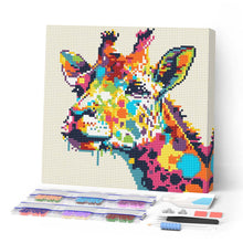 Carica l'immagine nel visualizzatore di Gallery, Mini Diamond Painting 25x25cm Giraffa Pop Art Astratta