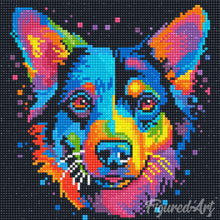 Carica l'immagine nel visualizzatore di Gallery, Mini Diamond Painting 25x25cm Cane Fluo Pop Art Astratto