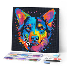 Carica l'immagine nel visualizzatore di Gallery, Mini Diamond Painting 25x25cm Cane Fluo Pop Art Astratto