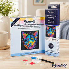 Carica l'immagine nel visualizzatore di Gallery, Mini Diamond Painting 25x25cm Cane Fluo Pop Art Astratto