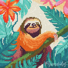 Carica l'immagine nel visualizzatore di Gallery, Mini Diamond Painting 25x25cm Bradipo Tropicale