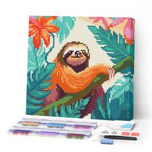 Carica l'immagine nel visualizzatore di Gallery, Mini Diamond Painting 25x25cm Bradipo Tropicale