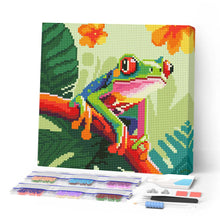 Carica l'immagine nel visualizzatore di Gallery, Mini Diamond Painting 25x25cm Raganella dagli occhi rossi Tropicale