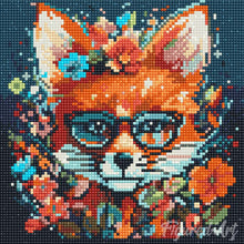 Carica l'immagine nel visualizzatore di Gallery, Mini Diamond Painting 25x25cm Volpe Fantasy con Fiori