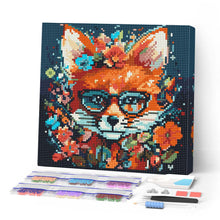 Carica l'immagine nel visualizzatore di Gallery, Mini Diamond Painting 25x25cm Volpe Fantasy con Fiori