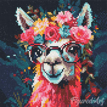 Carica l'immagine nel visualizzatore di Gallery, Mini Diamond Painting 25x25cm Lama Fantasy con Fiori