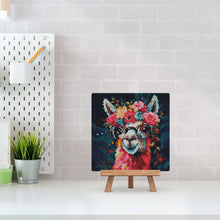 Carica l'immagine nel visualizzatore di Gallery, Mini Diamond Painting 25x25cm Lama Fantasy con Fiori