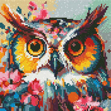 Carica l'immagine nel visualizzatore di Gallery, Mini Diamond Painting 25x25cm Gufo Fantasy con Fiori