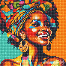 Carica l'immagine nel visualizzatore di Gallery, Mini Diamond Painting 25x25cm Regina Africana Pop Art