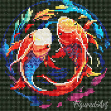 Carica l'immagine nel visualizzatore di Gallery, Mini Diamond Painting 25x25cm Carpe Koi Colorate