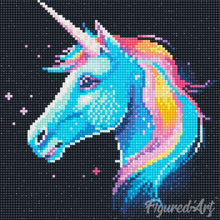 Carica l'immagine nel visualizzatore di Gallery, Mini Diamond Painting 25x25cm Unicorno Fluo