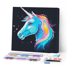 Carica l'immagine nel visualizzatore di Gallery, Mini Diamond Painting 25x25cm Unicorno Fluo