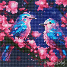 Carica l'immagine nel visualizzatore di Gallery, Mini Diamond Painting 25x25cm Uccellini Azzurri Lucenti