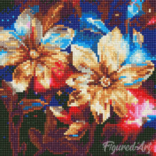 Carica l'immagine nel visualizzatore di Gallery, Mini Diamond Painting 25x25cm Luccicanti Fiori Dorati