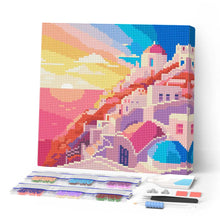 Carica l'immagine nel visualizzatore di Gallery, Mini Diamond Painting 25x25cm Santorini al Tramonto