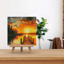 Carica l'immagine nel visualizzatore di Gallery, Mini Diamond Painting 25x25cm Tramonto sul Lago Dorato