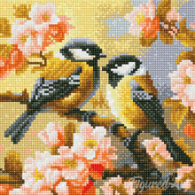 Carica l'immagine nel visualizzatore di Gallery, Mini Diamond Painting 25x25cm Coppia di Usignoli tra i Rami in Fiore