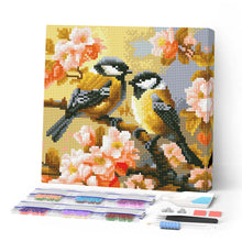 Carica l'immagine nel visualizzatore di Gallery, Mini Diamond Painting 25x25cm Coppia di Usignoli tra i Rami in Fiore