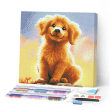 Carica l'immagine nel visualizzatore di Gallery, Mini Diamond Painting 25x25cm Dolce Cucciolo di Golden Retriever