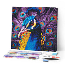 Carica l'immagine nel visualizzatore di Gallery, Mini Diamond Painting 25x25cm Pavone Grazioso