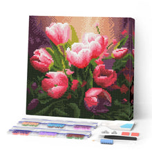 Carica l'immagine nel visualizzatore di Gallery, Mini Diamond Painting 25x25cm Graziosi Tulipani Rosa