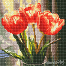 Carica l'immagine nel visualizzatore di Gallery, Mini Diamond Painting 25x25cm Tulipani Color Pesca
