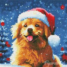 Carica l'immagine nel visualizzatore di Gallery, Mini Diamond Painting 25x25cm Allegro Cane a Natale