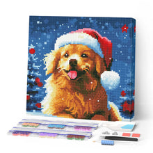 Carica l'immagine nel visualizzatore di Gallery, Mini Diamond Painting 25x25cm Allegro Cane a Natale