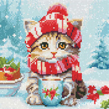Carica l'immagine nel visualizzatore di Gallery, Mini Diamond Painting 25x25cm Micetto a Natale
