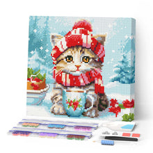 Carica l'immagine nel visualizzatore di Gallery, Mini Diamond Painting 25x25cm Micetto a Natale