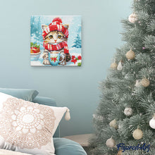 Carica l'immagine nel visualizzatore di Gallery, Mini Diamond Painting 25x25cm Micetto a Natale