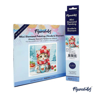 Mini Diamond Painting 25x25cm Micetto a Natale