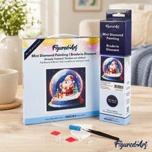 Carica l'immagine nel visualizzatore di Gallery, Mini Diamond Painting 25x25cm Babbo Natale nella Palla di Neve