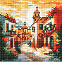 Carica l'immagine nel visualizzatore di Gallery, Mini Diamond Painting 25x25cm Chiesa del villaggio al tramonto