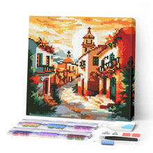Carica l'immagine nel visualizzatore di Gallery, Mini Diamond Painting 25x25cm Chiesa del villaggio al tramonto