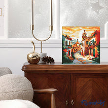 Carica l'immagine nel visualizzatore di Gallery, Mini Diamond Painting 25x25cm Chiesa del villaggio al tramonto