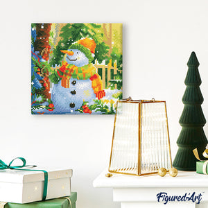 Mini Diamond Painting 25x25cm Pupazzo di neve gioioso