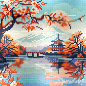 Mini Diamond Painting 25x25cm Lago e Monte Fuji